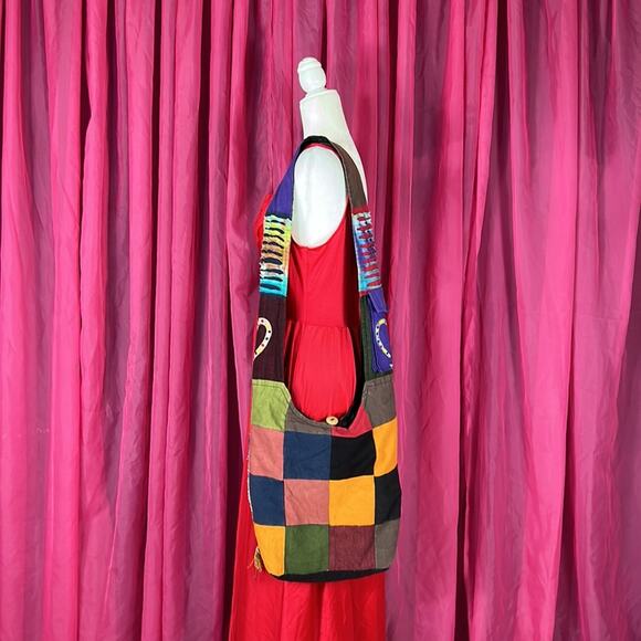 Y2K the Collection Royal Patchwork hobo hippie shoulder bag tote purse - Picture 3 of 9